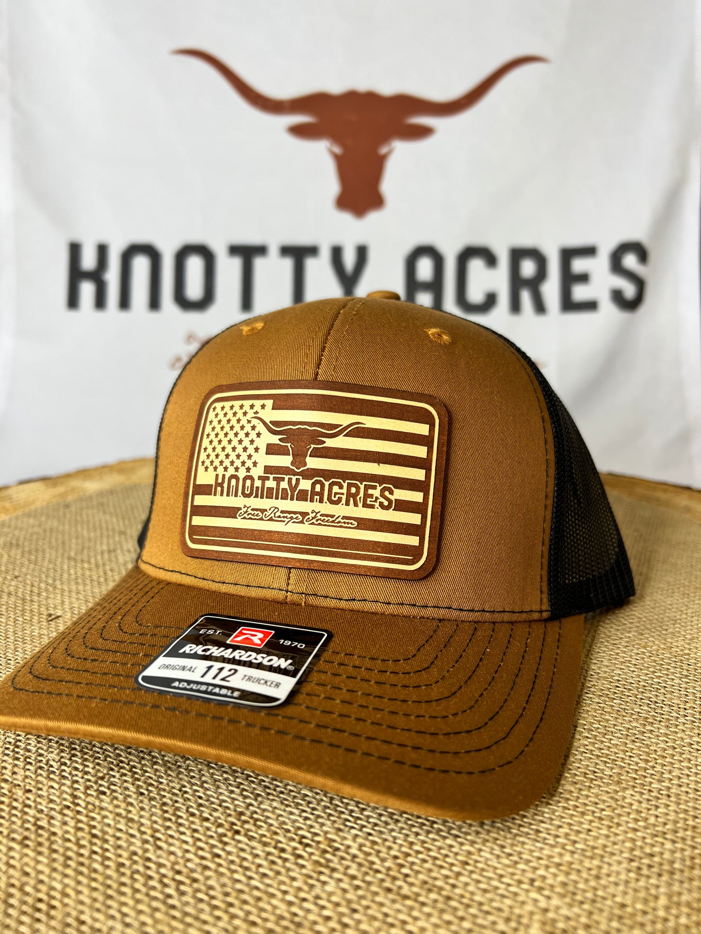 Flag Leather Patch Branded Hat