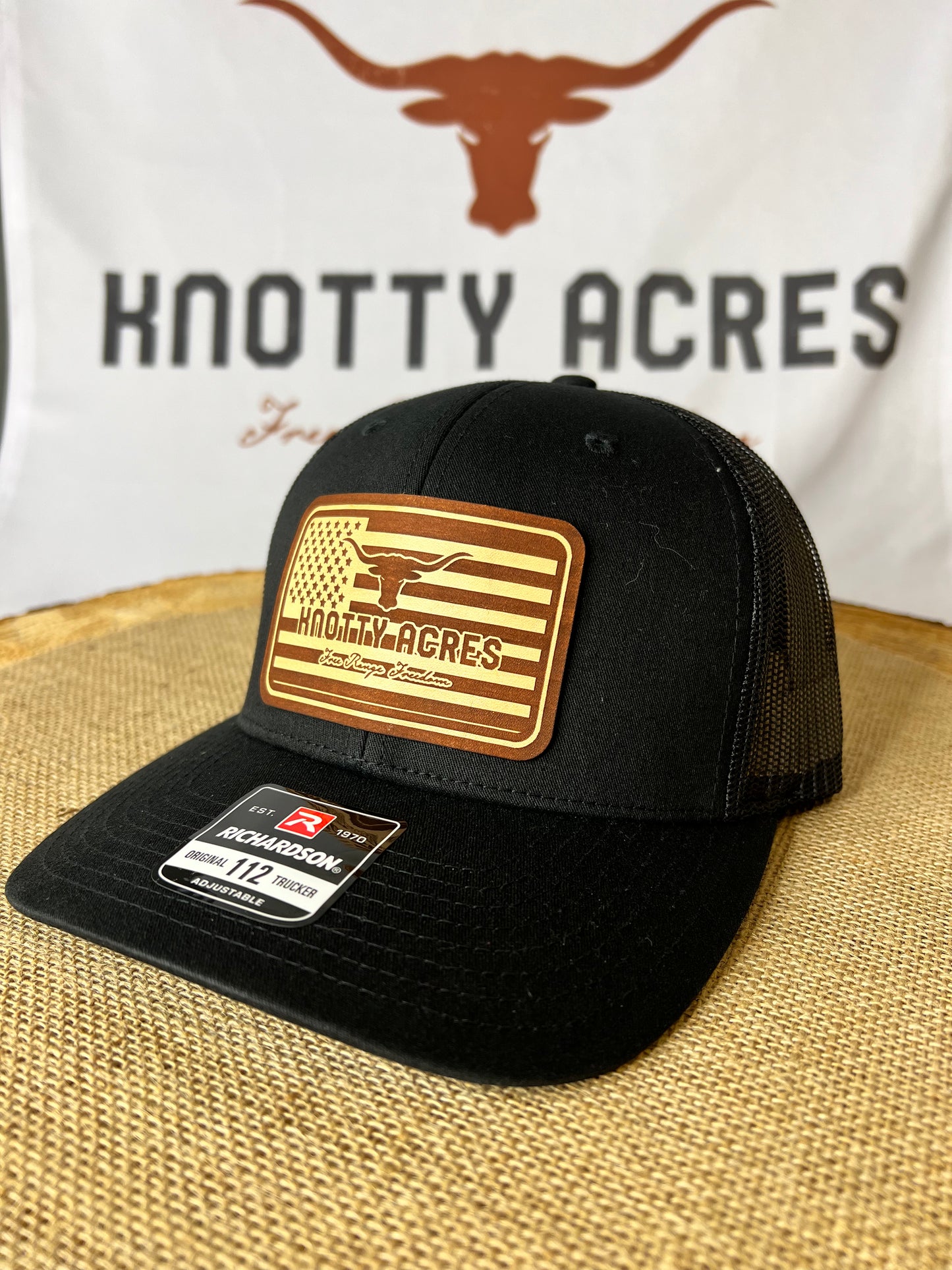 Flag Leather Patch Branded Hat